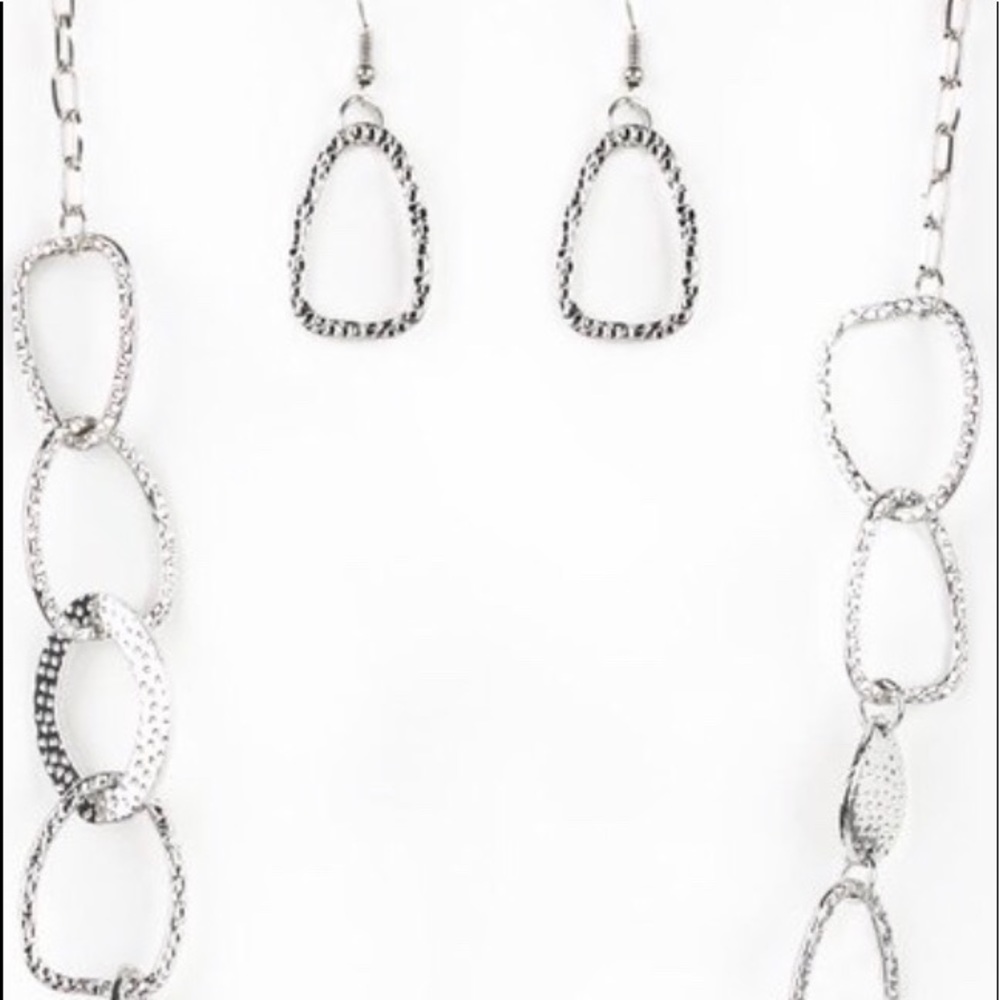 Long chest line necklace with earrings